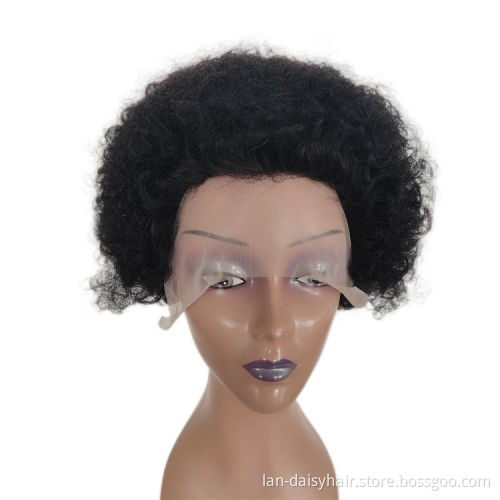 Pixie Cut Wig Short Afro kinky Curly  Cheap Human Hair Wig  13X1 Transparent Lace Wig For Women